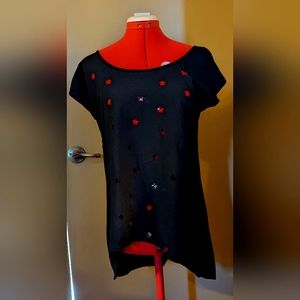 Black Hi /Low Shirt W/ cut out stars Rebellious One brand  Size Small